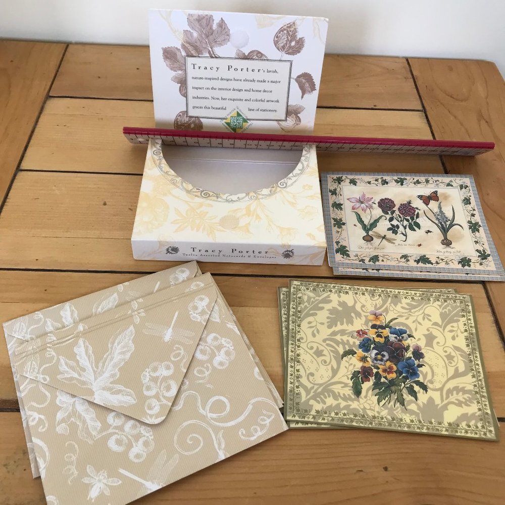 Tracy Porter Home Florals 5 Note Card Collection Vintage Flower Designs 1997